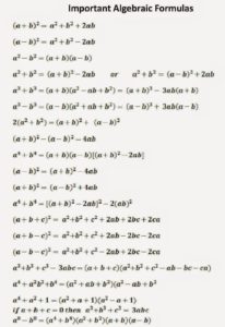 Algebra Formulas - PDF Download, Formula List and Chart